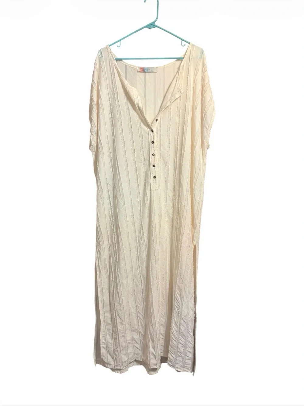 Free People Beach Marakesh Refresh Maxi Dress M Ivory Textured Button Boho